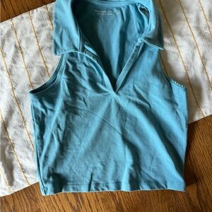 Abercrombie & Fitch Blue Crop Polo Tank Top